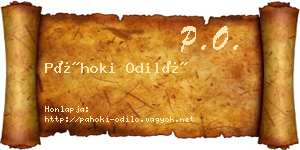 Páhoki Odiló névjegykártya